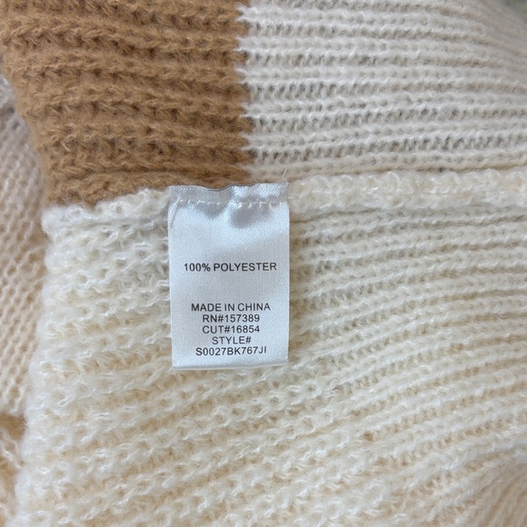 NWT Originality Patchwork Knit Cardigan Cream Green Brown Crop Sz Medium - Picture 6 of 11